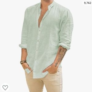 Men's Mint Green Linen Shirt